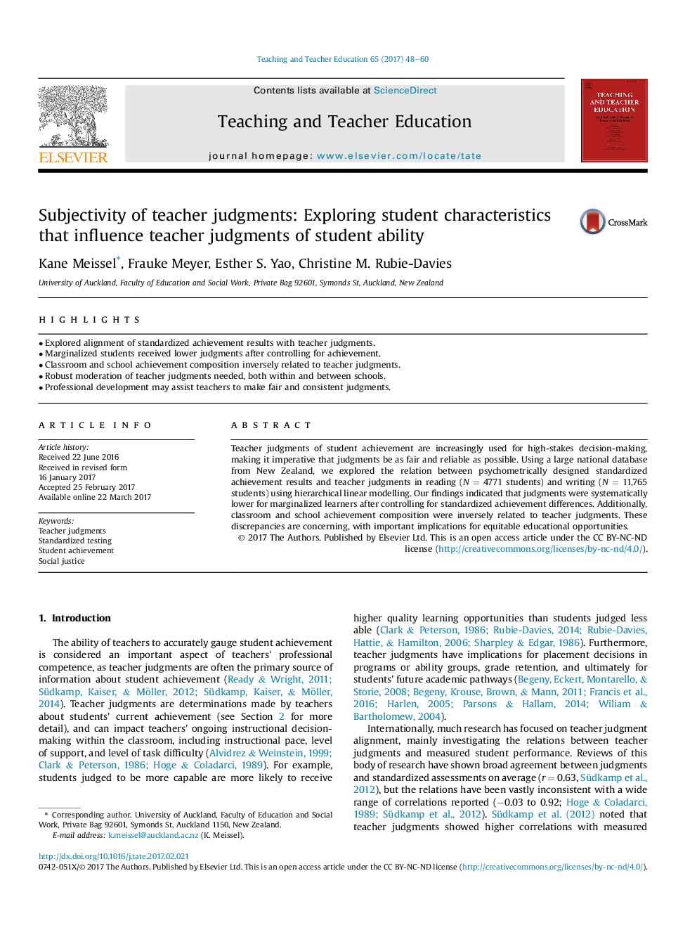 Subjectivity of teacher judgments: Exploring student characteristics that influence teacher judgments of student ability