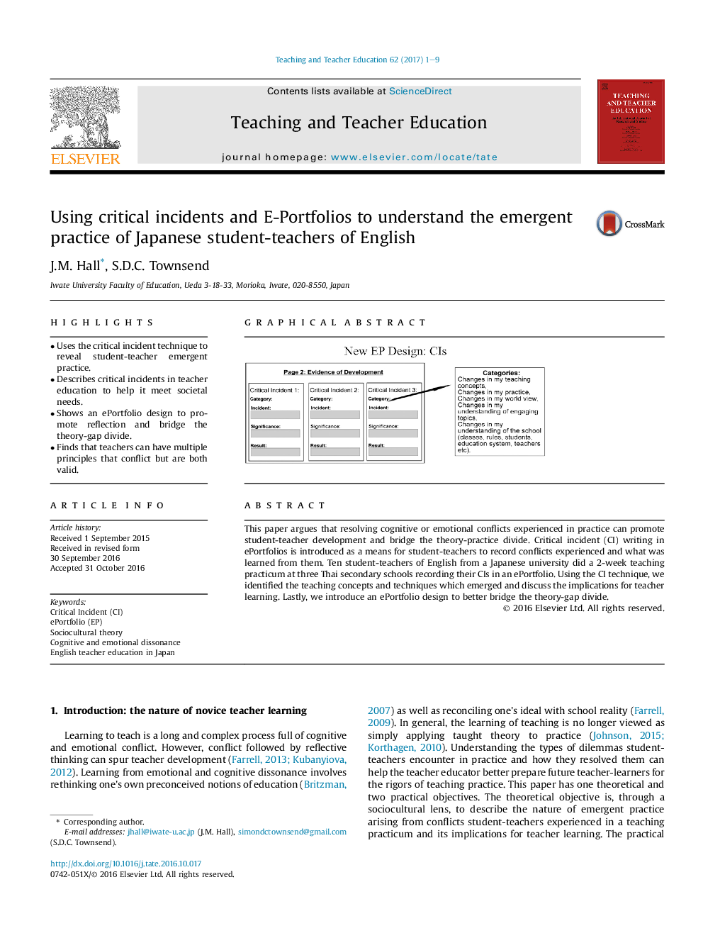 Using critical incidents and E-Portfolios to understand the emergent practice of Japanese student-teachers of English