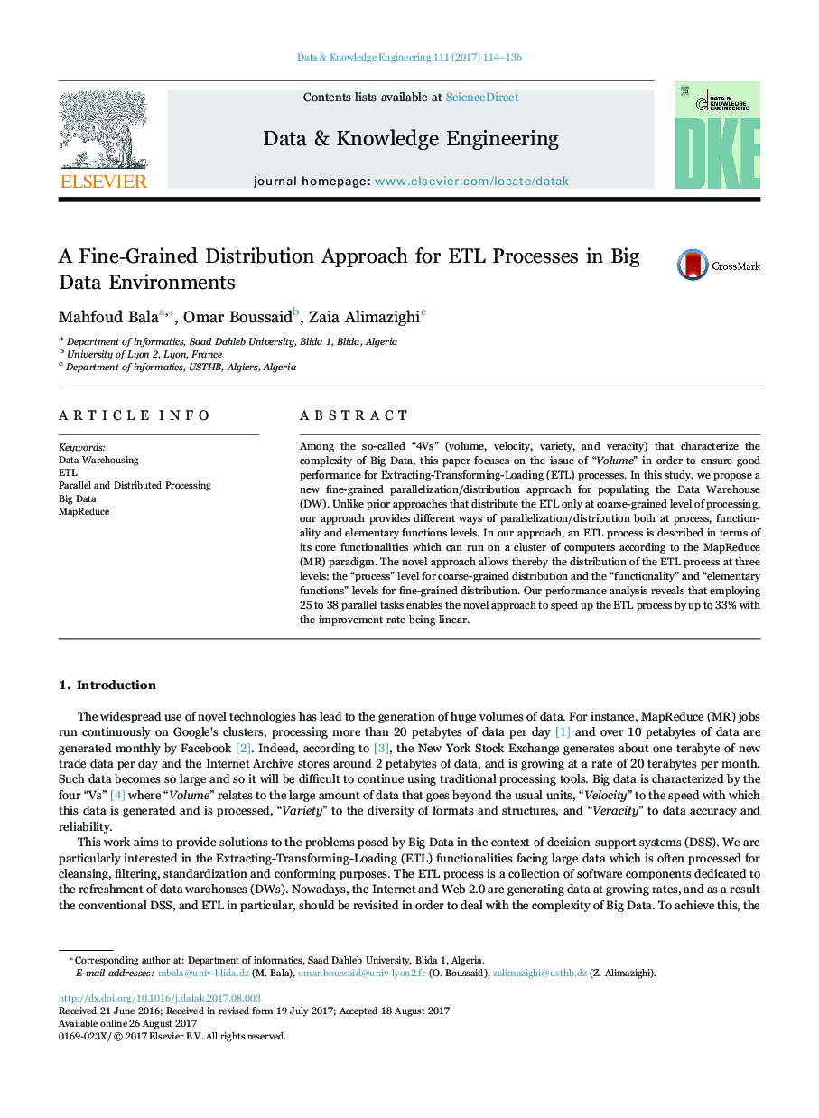 A FineâGrained Distribution Approach for ETL Processes in Big Data Environments