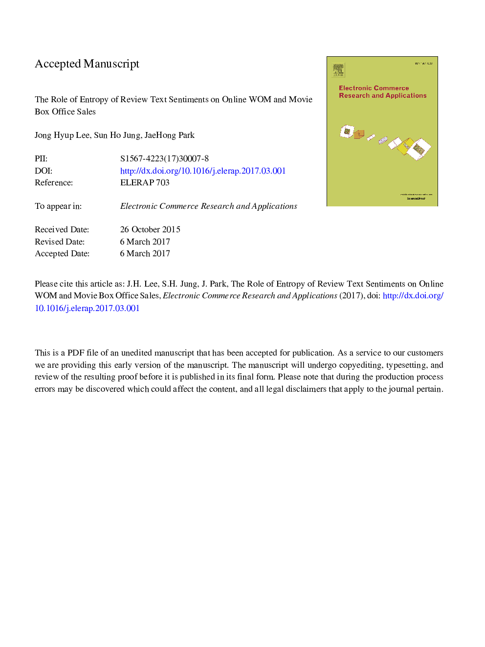 The role of entropy of review text sentiments on online WOM and movie box office sales