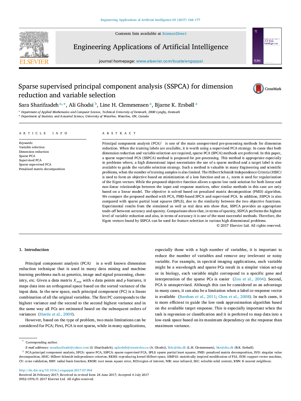 Sparse supervised principal component analysis (SSPCA) for dimension reduction and variable selection