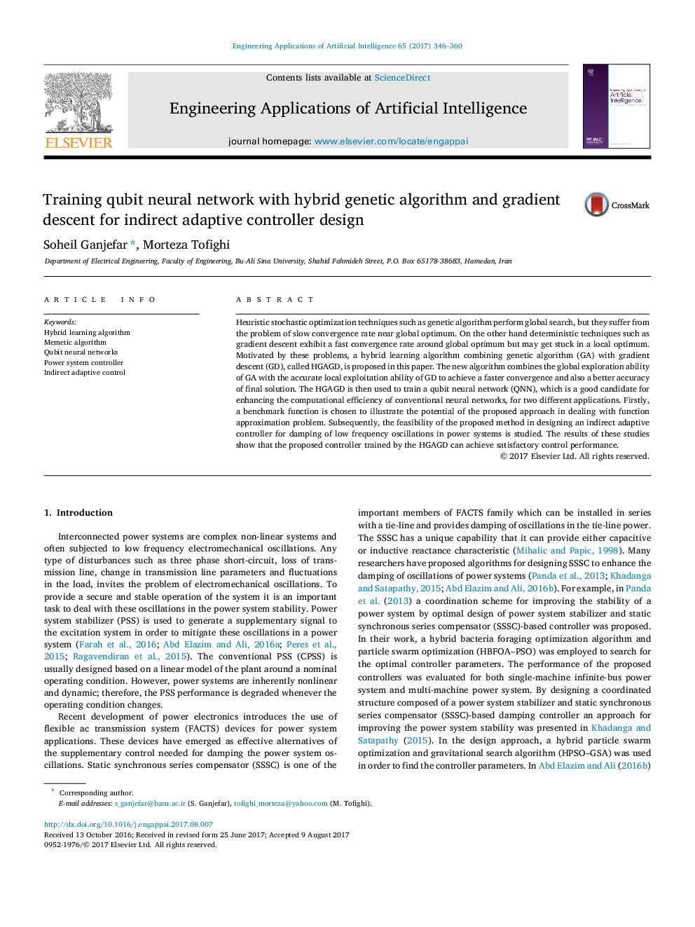 Training qubit neural network with hybrid genetic algorithm and gradient descent for indirect adaptive controller design