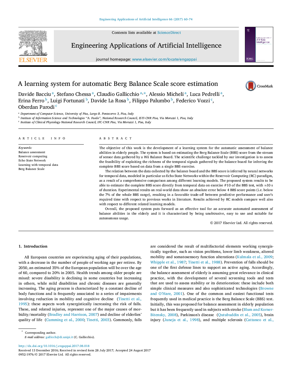 A learning system for automatic Berg Balance Scale score estimation