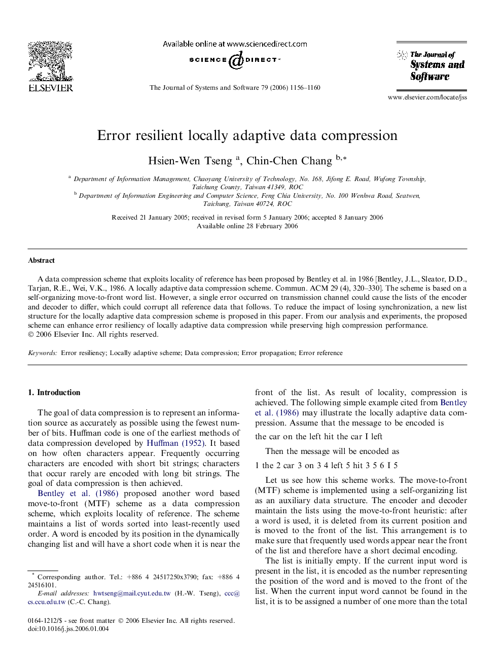 Error resilient locally adaptive data compression