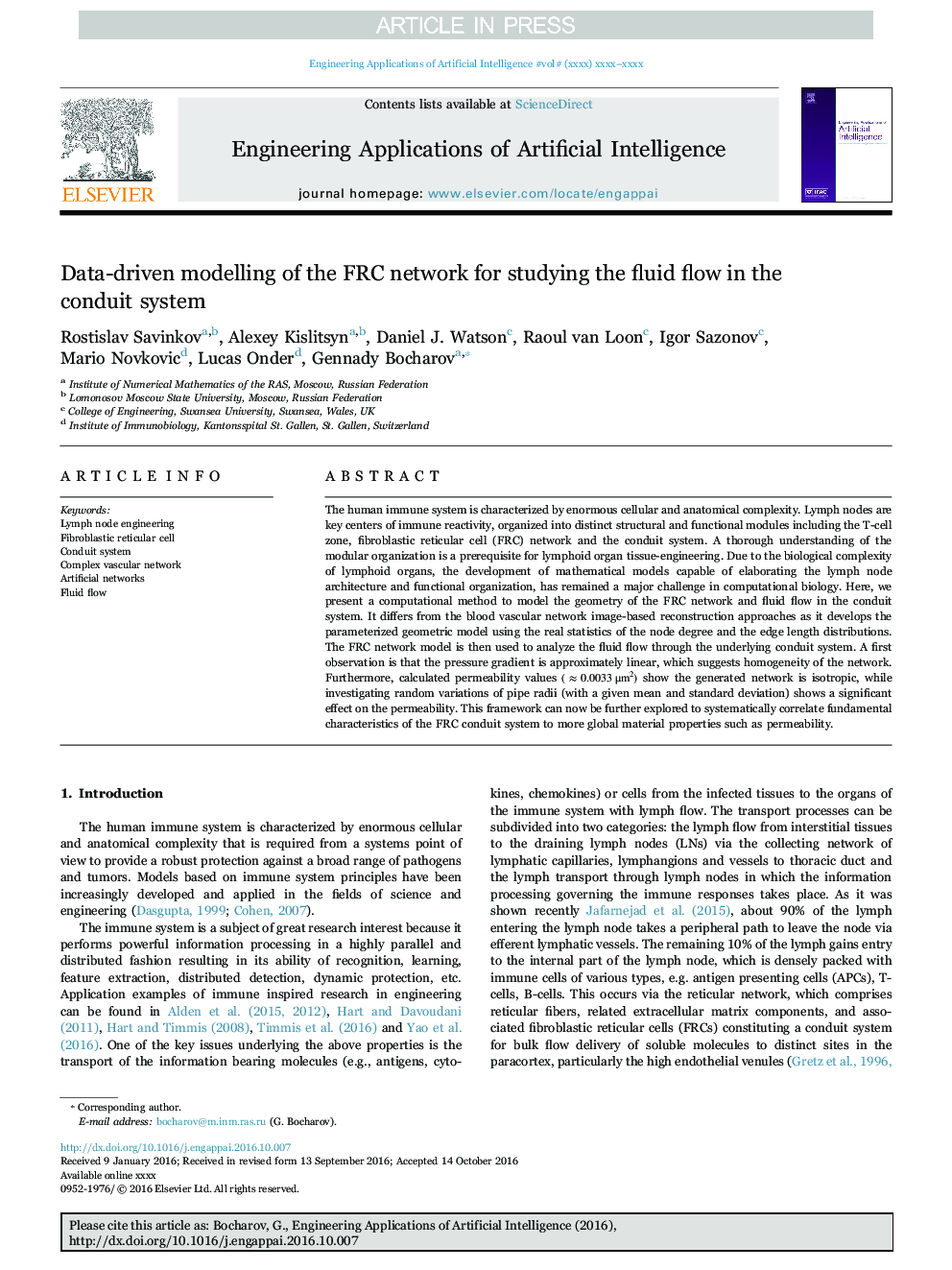 Data-driven modelling of the FRC network for studying the fluid flow in the conduit system