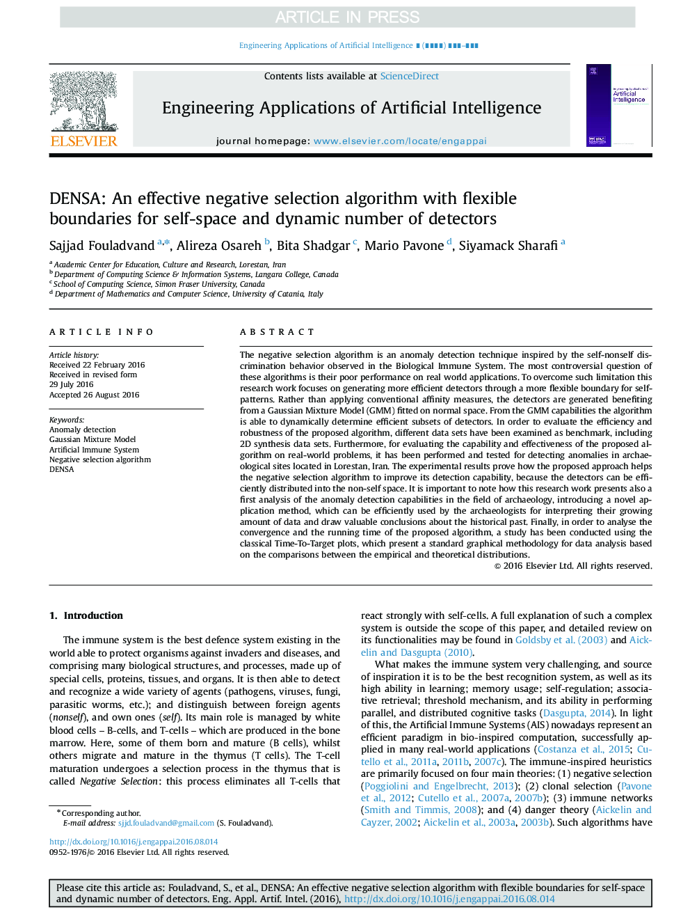 DENSA: An effective negative selection algorithm with flexible boundaries for self-space and dynamic number of detectors