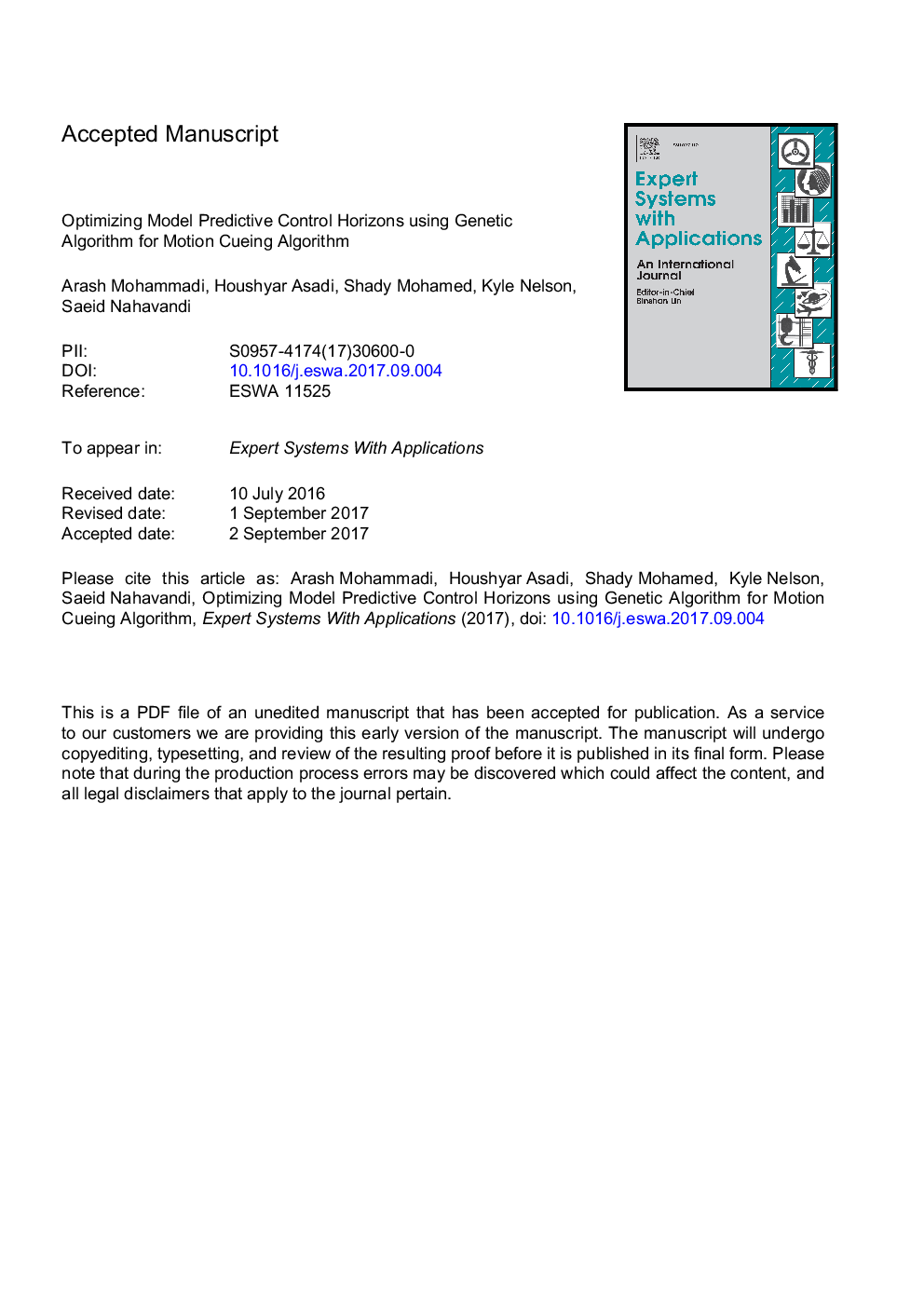 Optimizing Model Predictive Control horizons using Genetic Algorithm for Motion Cueing Algorithm