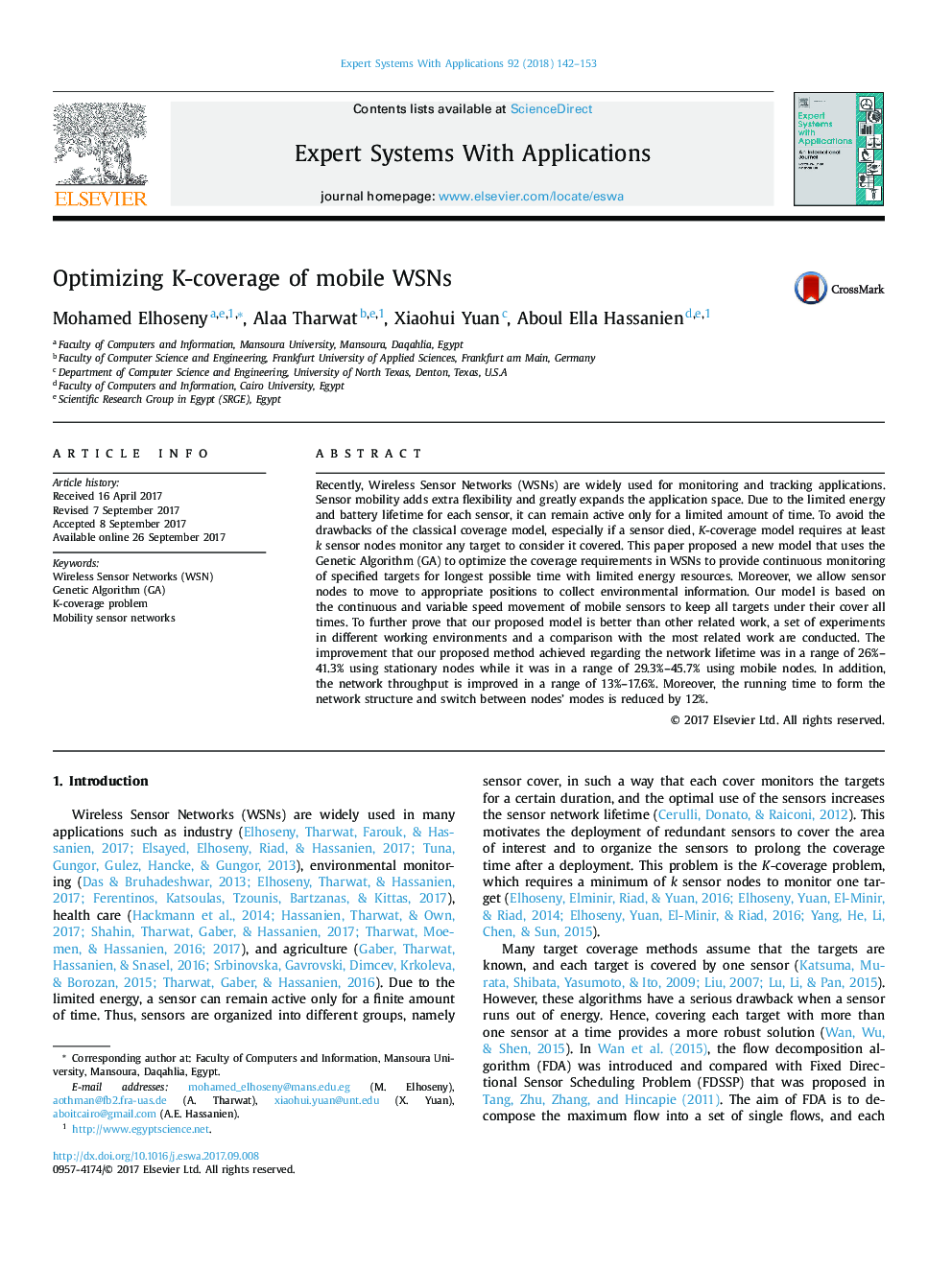 Optimizing K-coverage of mobile WSNs