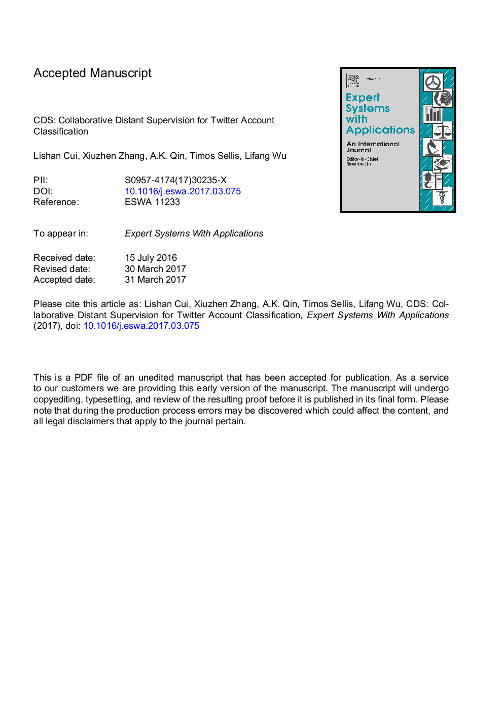 CDS: Collaborative distant supervision for Twitter account classification