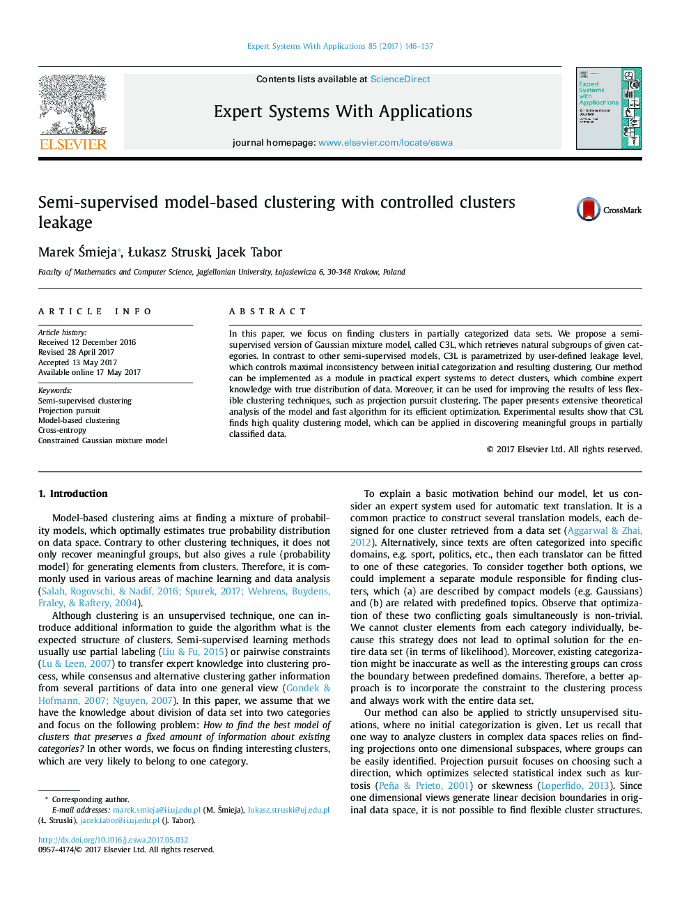 Semi-supervised model-based clustering with controlled clusters leakage