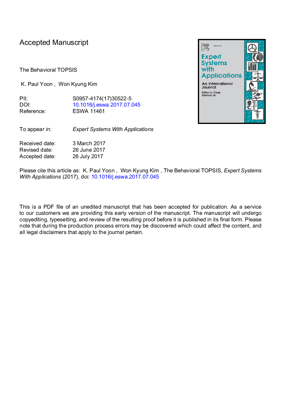 The behavioral TOPSIS