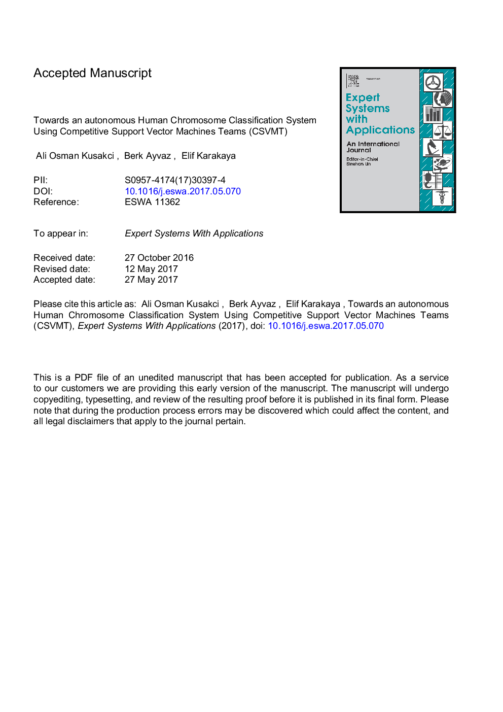 Towards an autonomous human chromosome classification system using Competitive Support Vector Machines Teams (CSVMT)