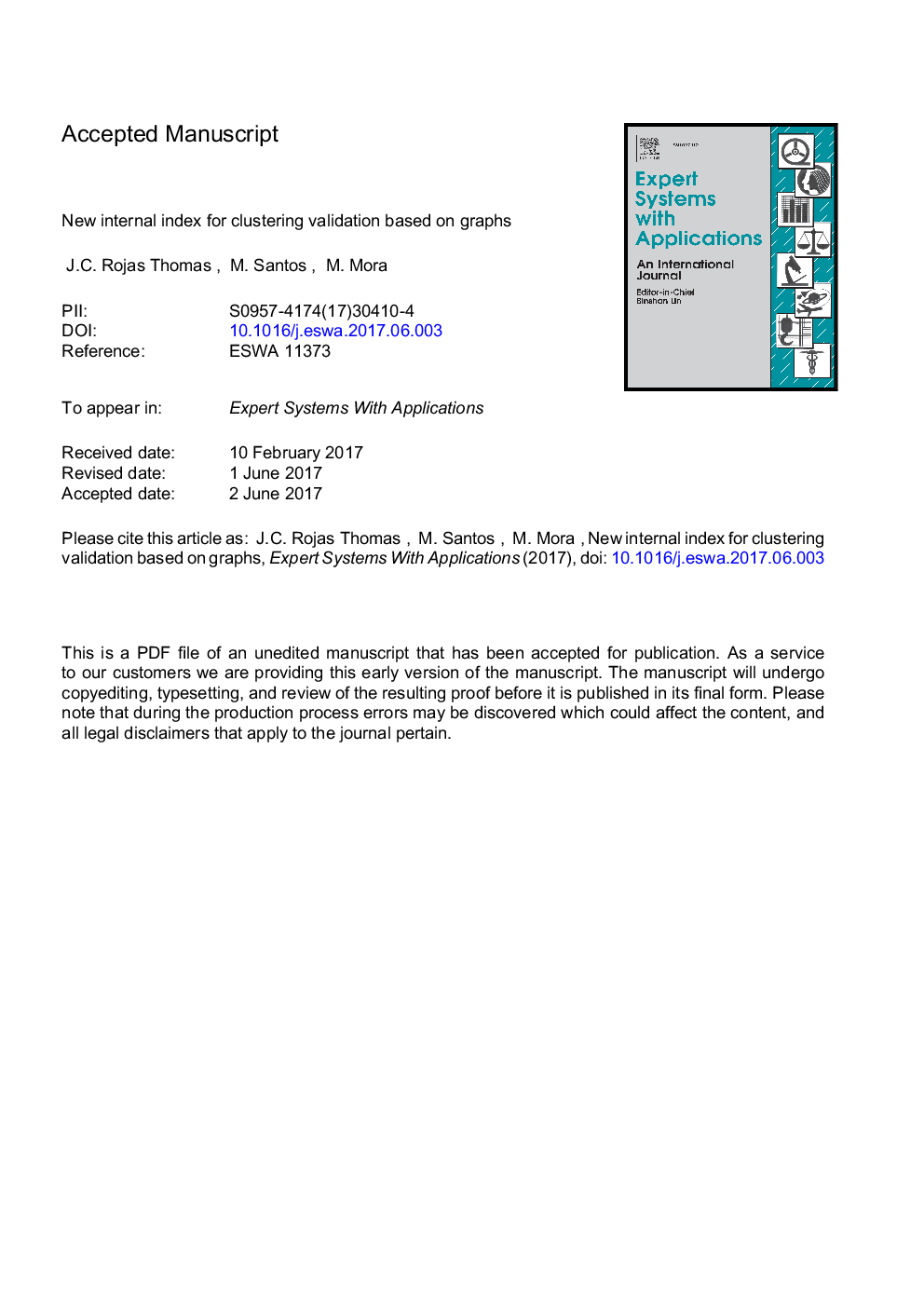 New internal index for clustering validation based on graphs