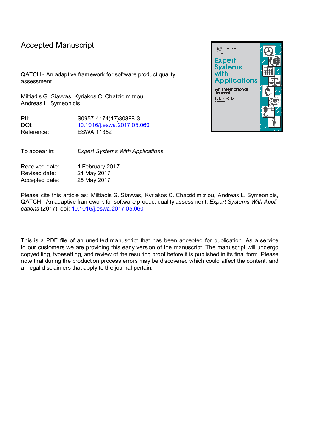 QATCH - An adaptive framework for software product quality assessment