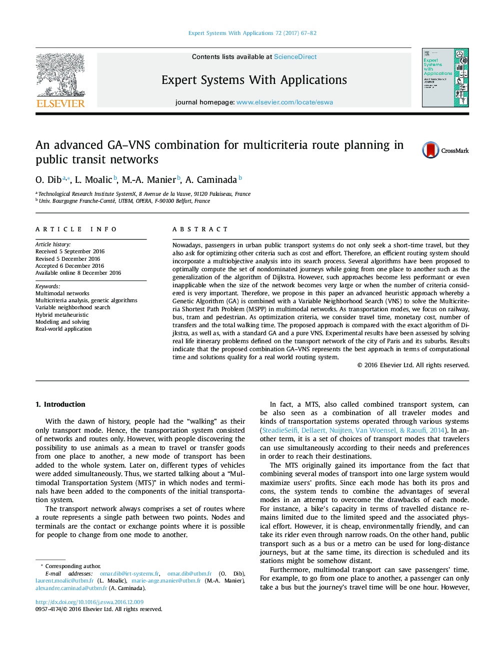 An advanced GA-VNS combination for multicriteria route planning in public transit networks