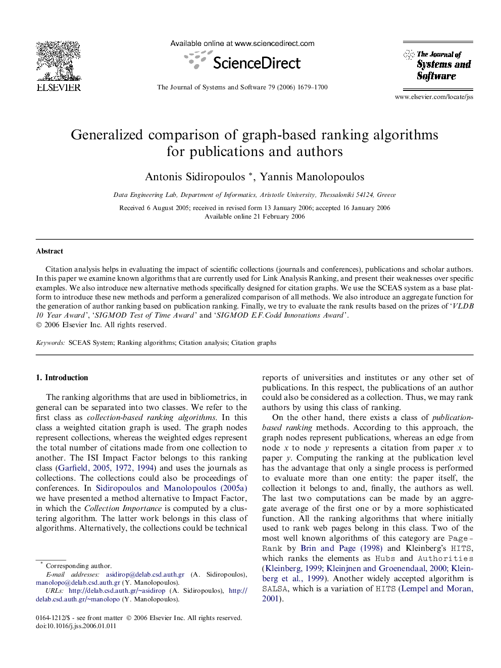 Generalized comparison of graph-based ranking algorithms for publications and authors