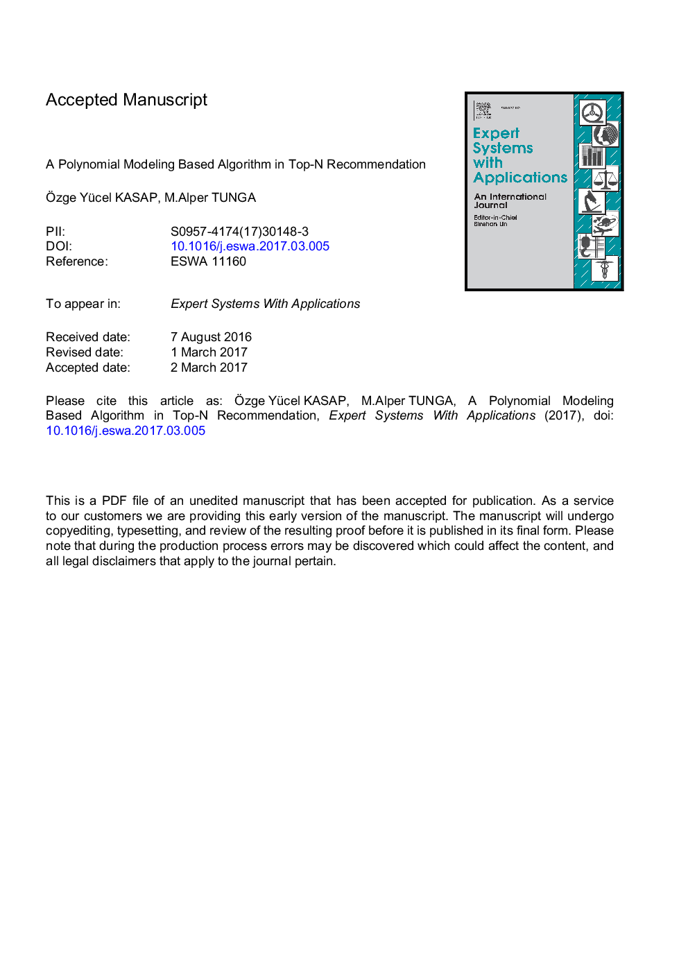 A polynomial modeling based algorithm in top-N recommendation