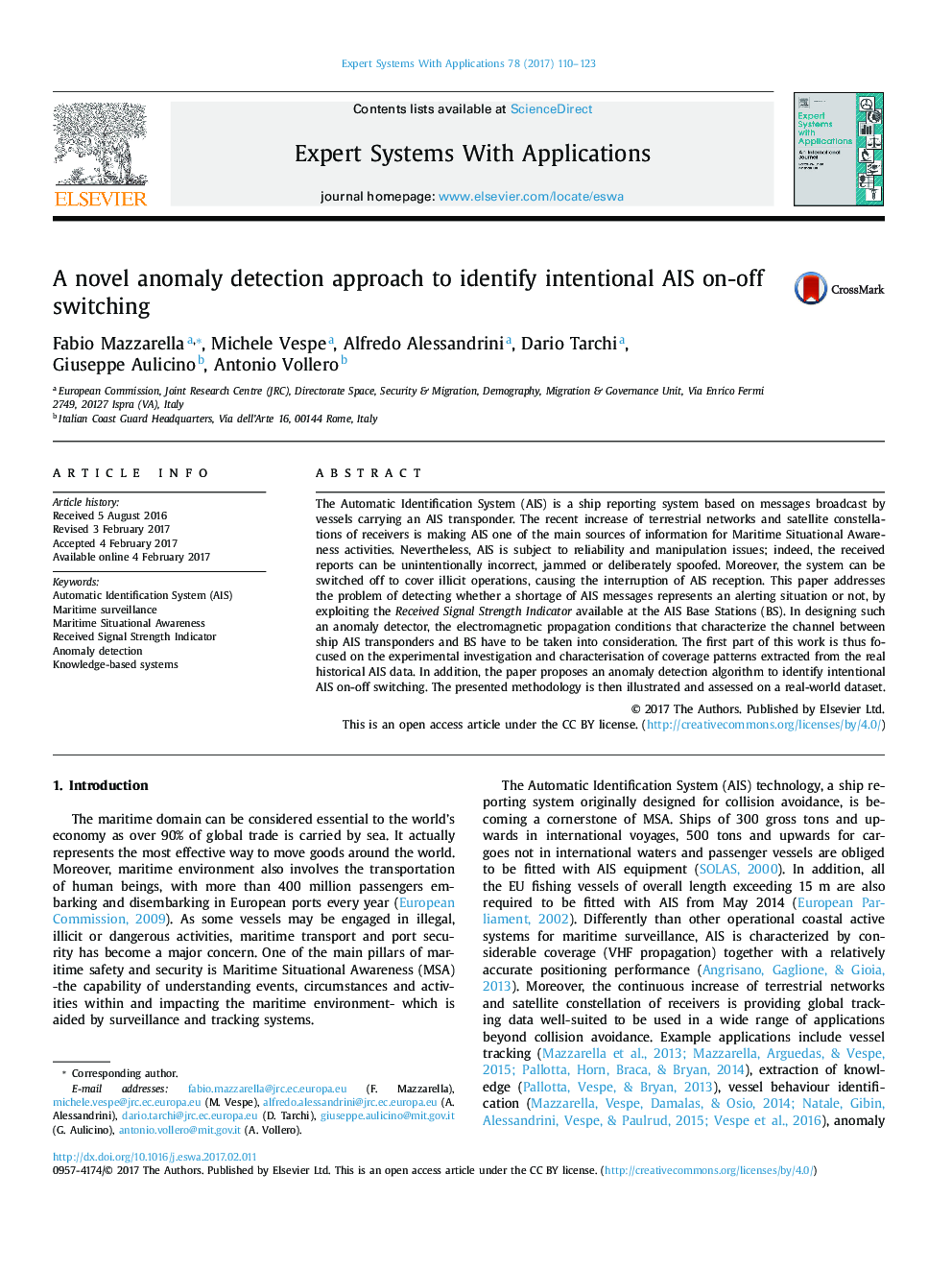 A novel anomaly detection approach to identify intentional AIS on-off switching