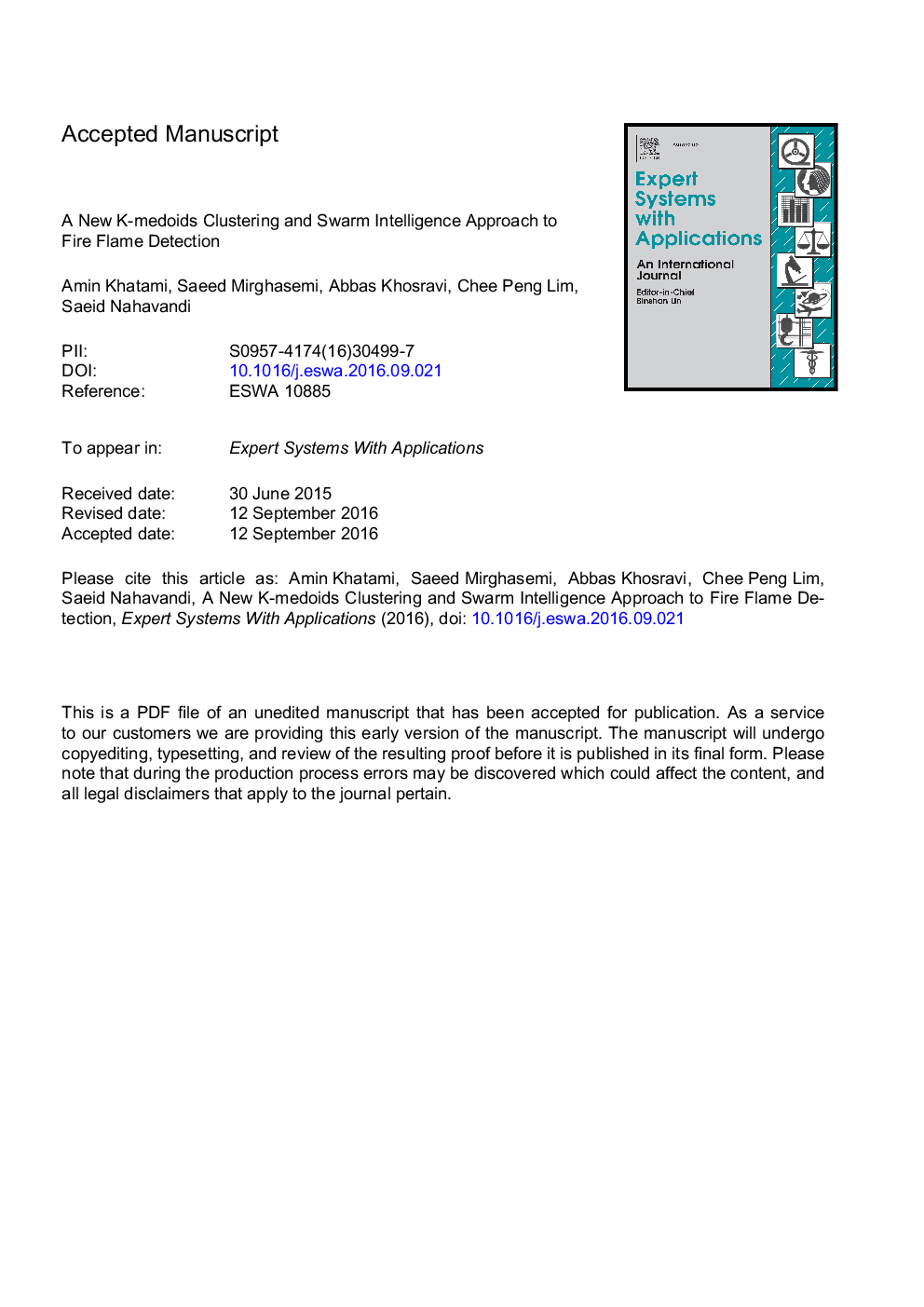 A new PSO-based approach to fire flame detection using K-Medoids clustering