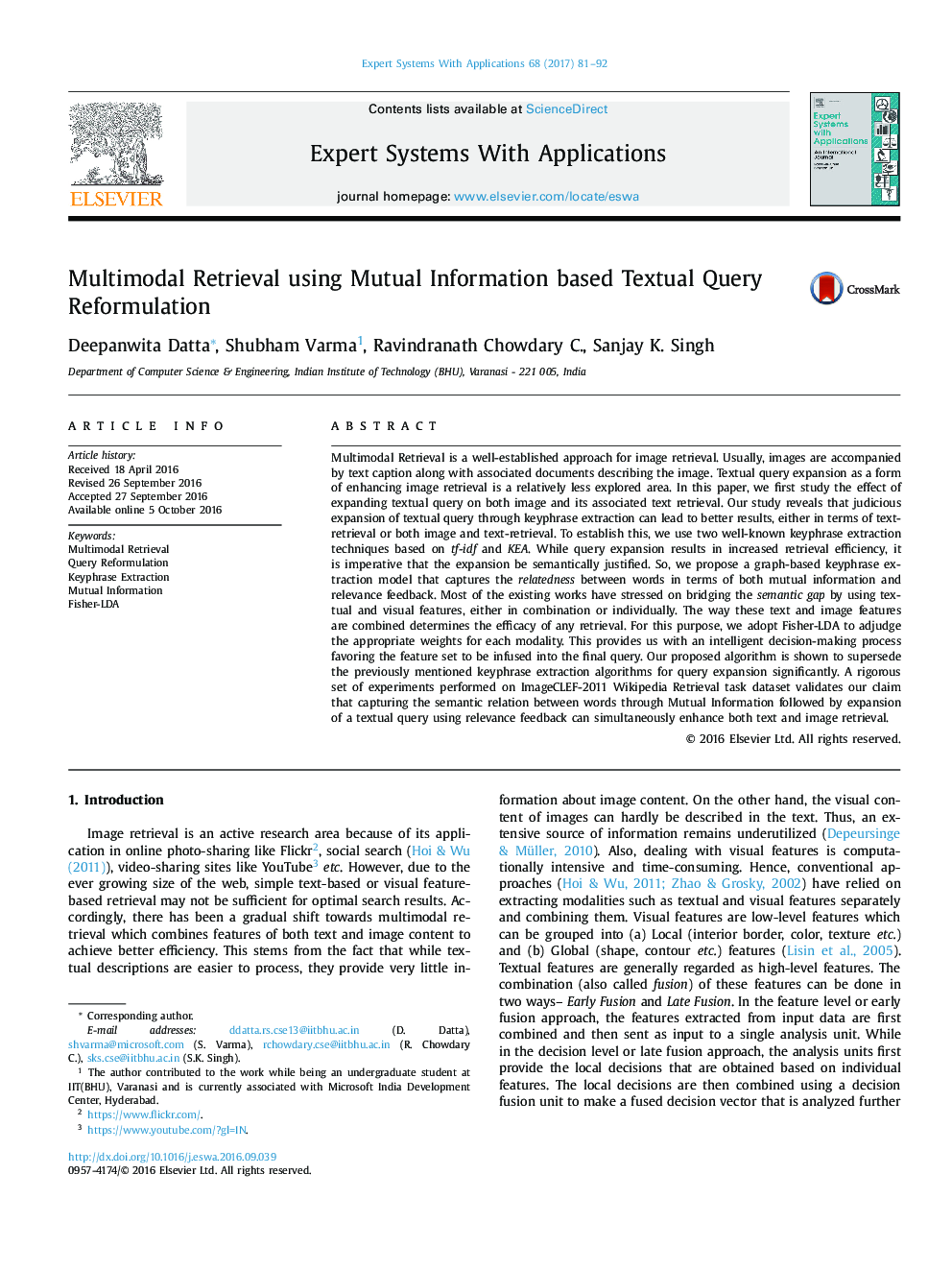 Multimodal Retrieval using Mutual Information based Textual Query Reformulation