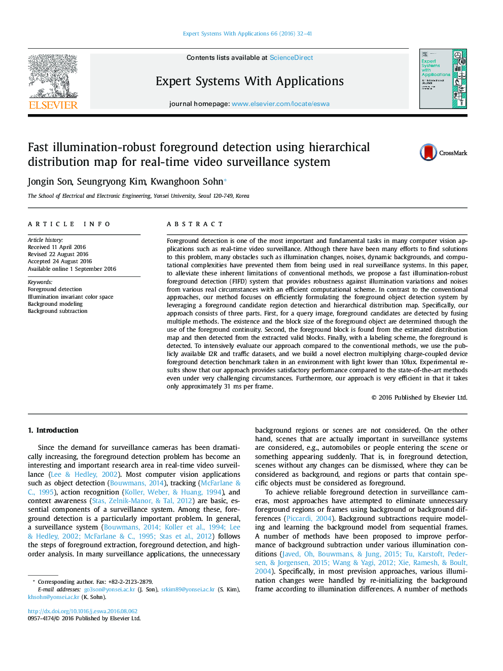 Fast illumination-robust foreground detection using hierarchical distribution map for real-time video surveillance system