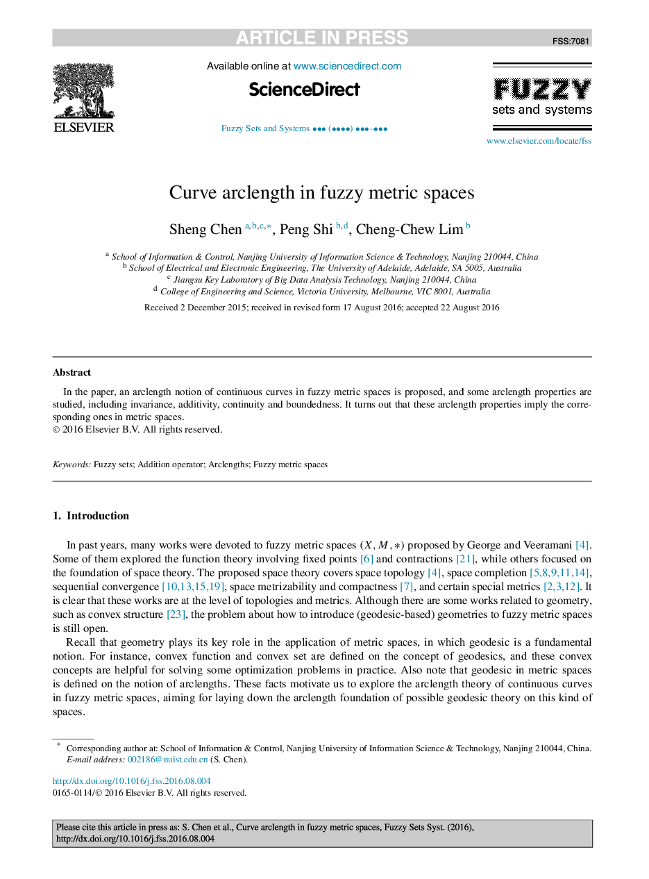 Curve arclength in fuzzy metric spaces