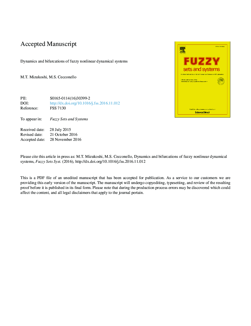 Dynamics and bifurcations of fuzzy nonlinear dynamical systems
