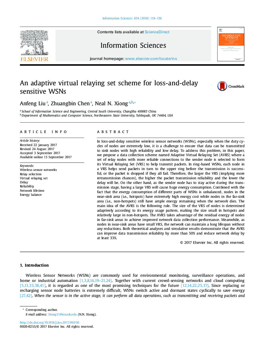 An adaptive virtual relaying set scheme for loss-and-delay sensitive WSNs