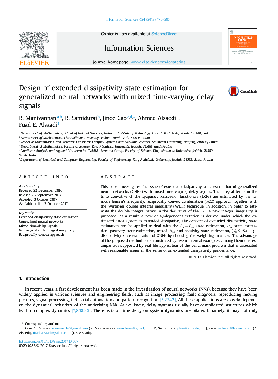 Design of extended dissipativity state estimation for generalized neural networks with mixed time-varying delay signals