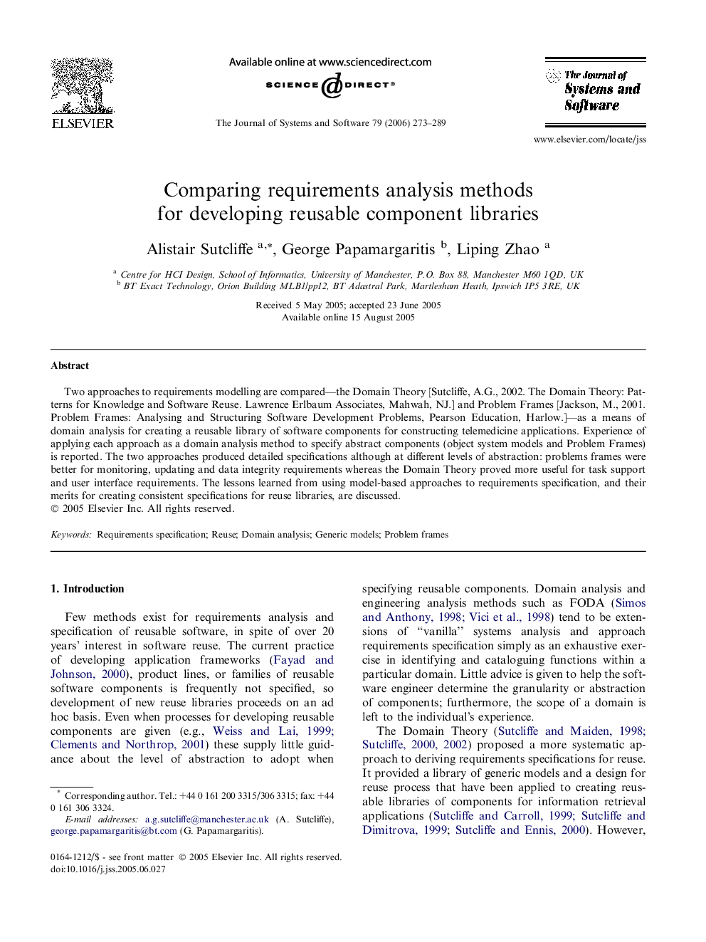 Comparing requirements analysis methods for developing reusable component libraries