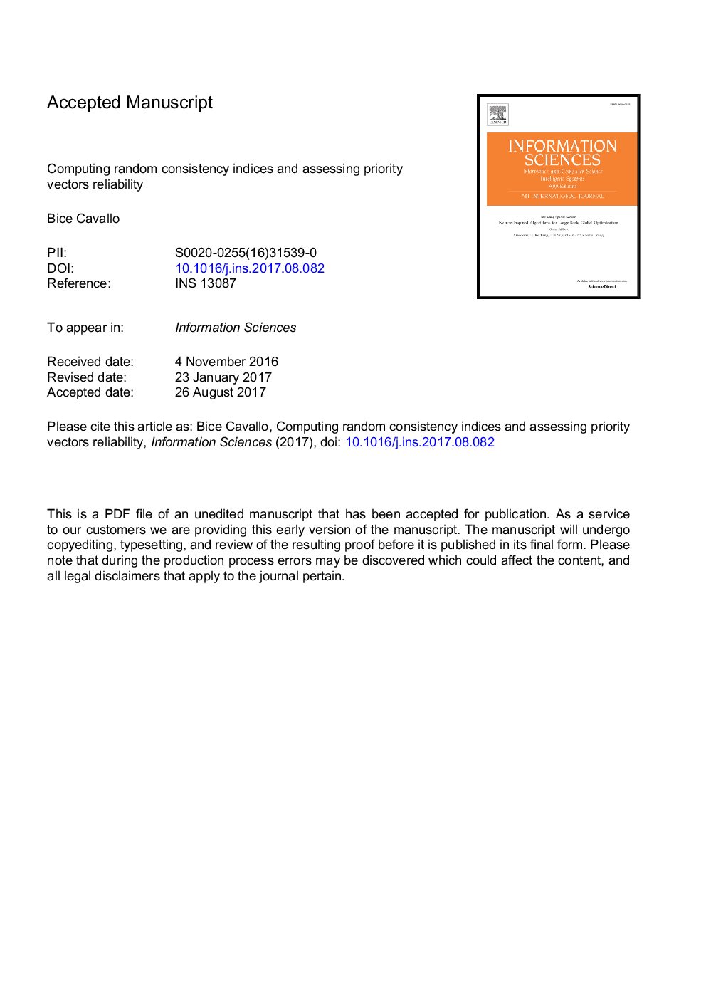 Computing random consistency indices and assessing priority vectors reliability