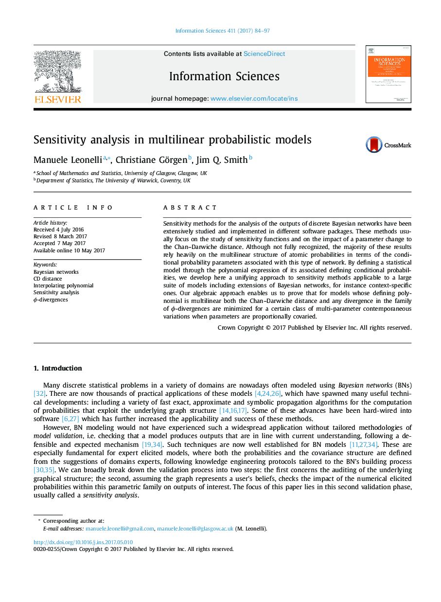 Sensitivity analysis in multilinear probabilistic models