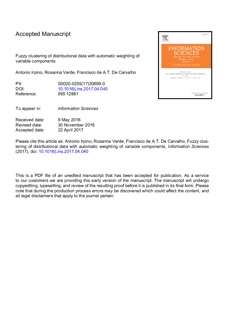 Fuzzy clustering of distributional data with automatic weighting of variable components