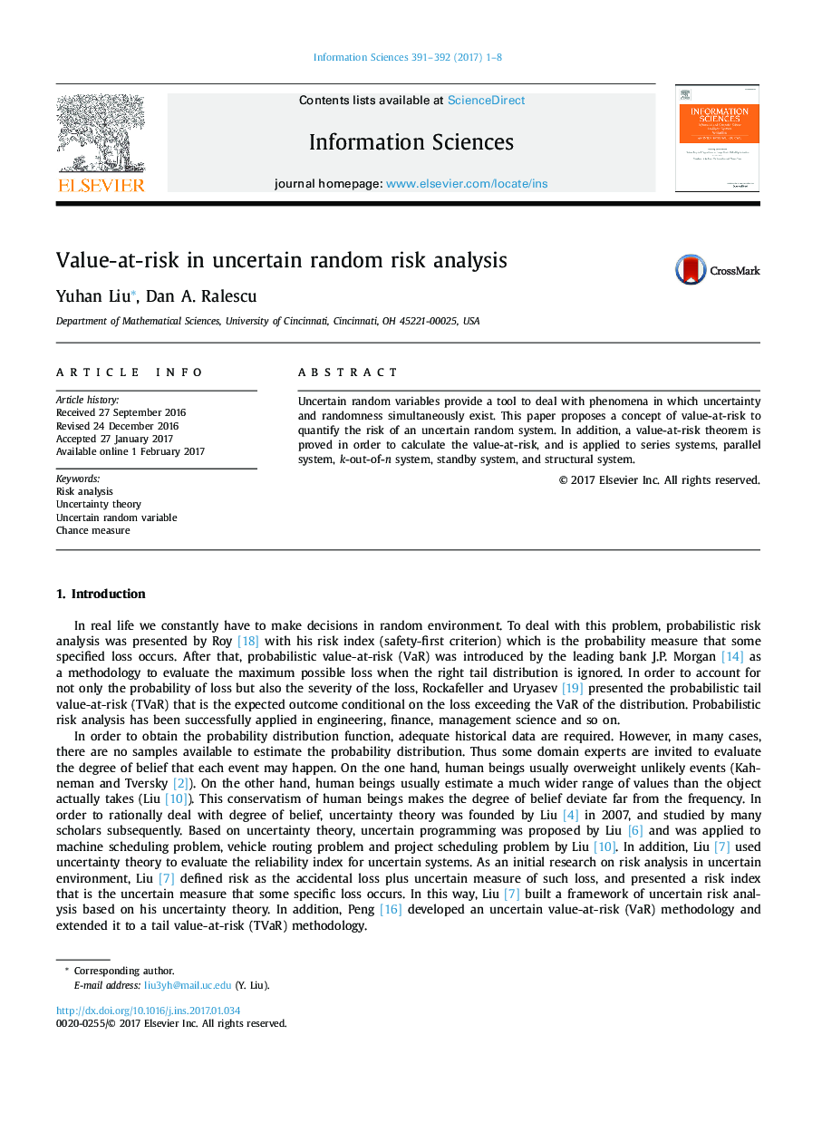 Value-at-risk in uncertain random risk analysis