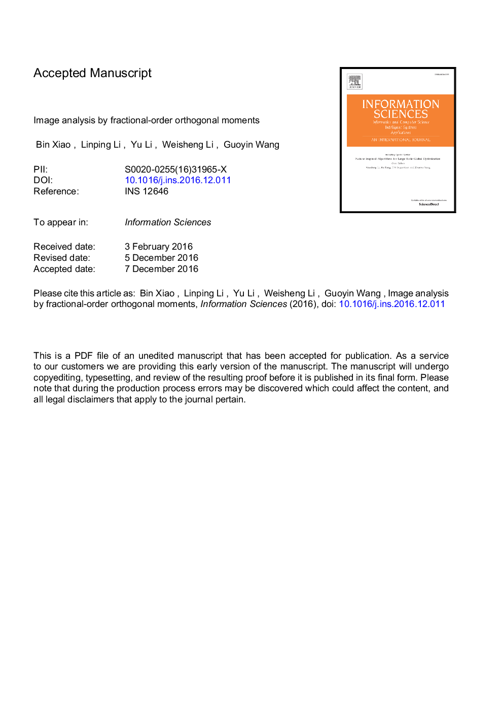 Image analysis by fractional-order orthogonal moments