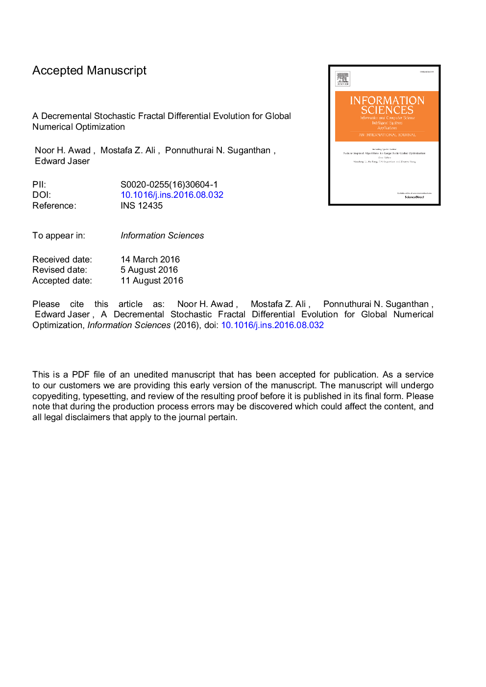 A decremental stochastic fractal differential evolution for global numerical optimization
