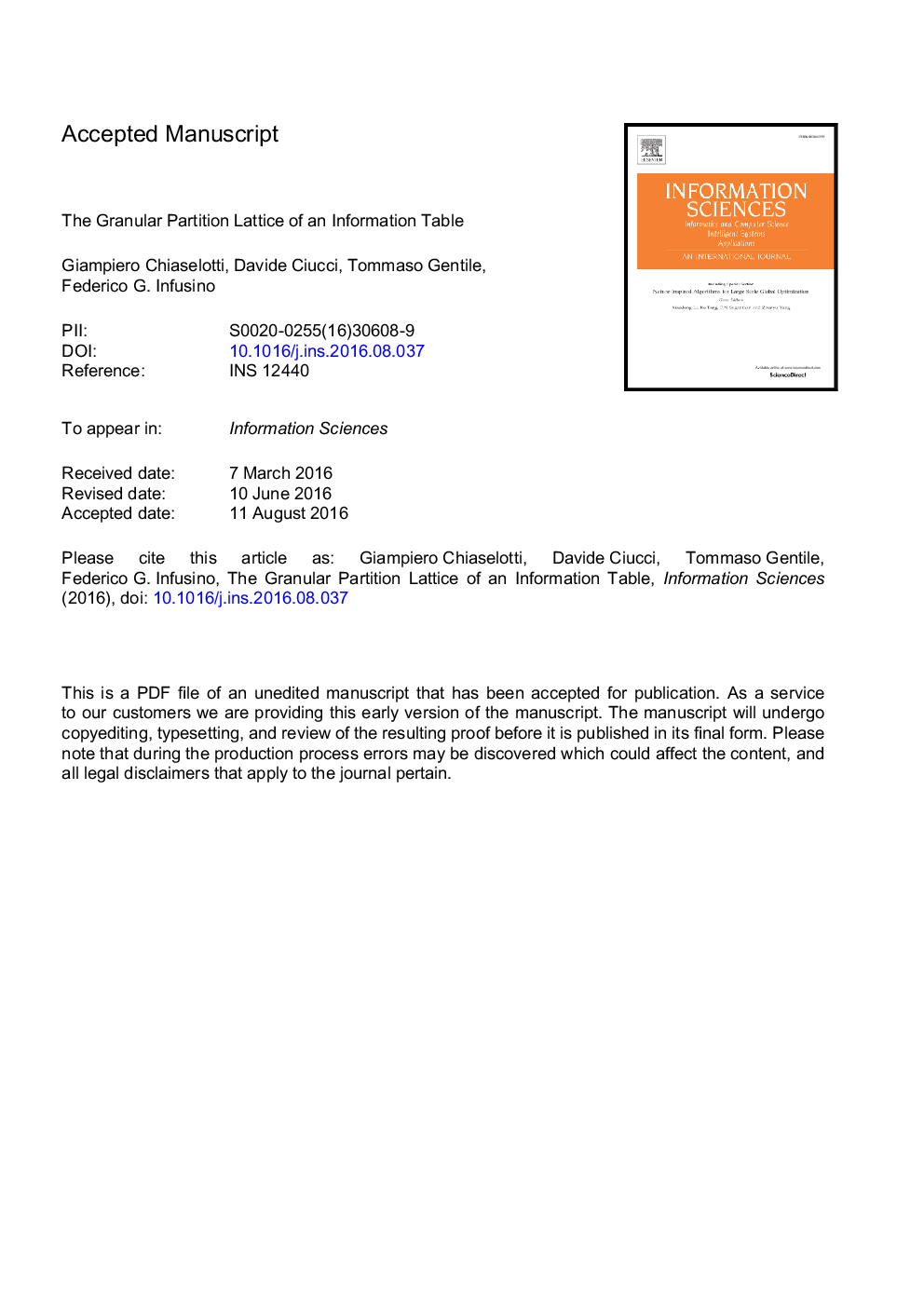 The granular partition lattice of an information table