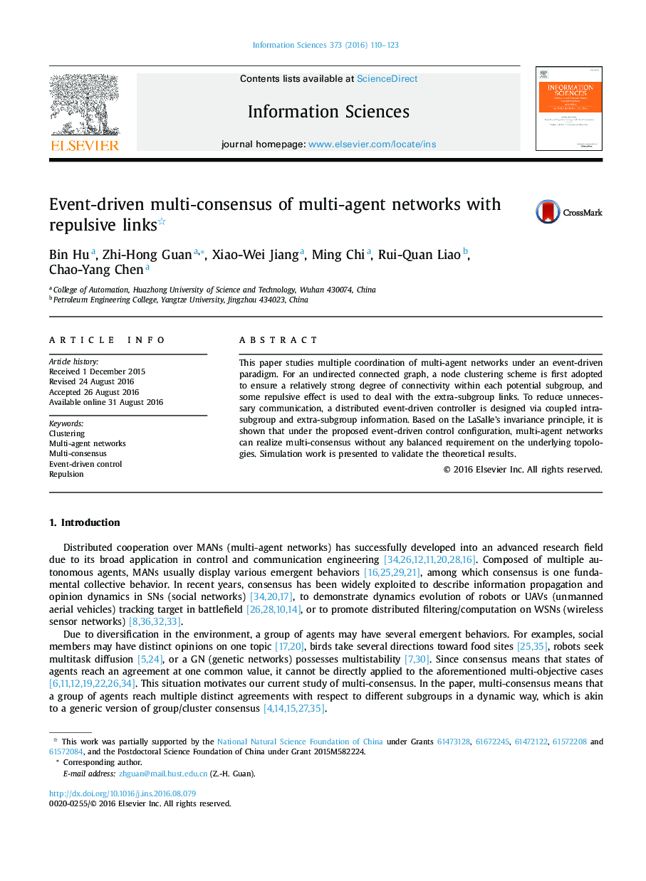 Event-driven multi-consensus of multi-agent networks with repulsive links