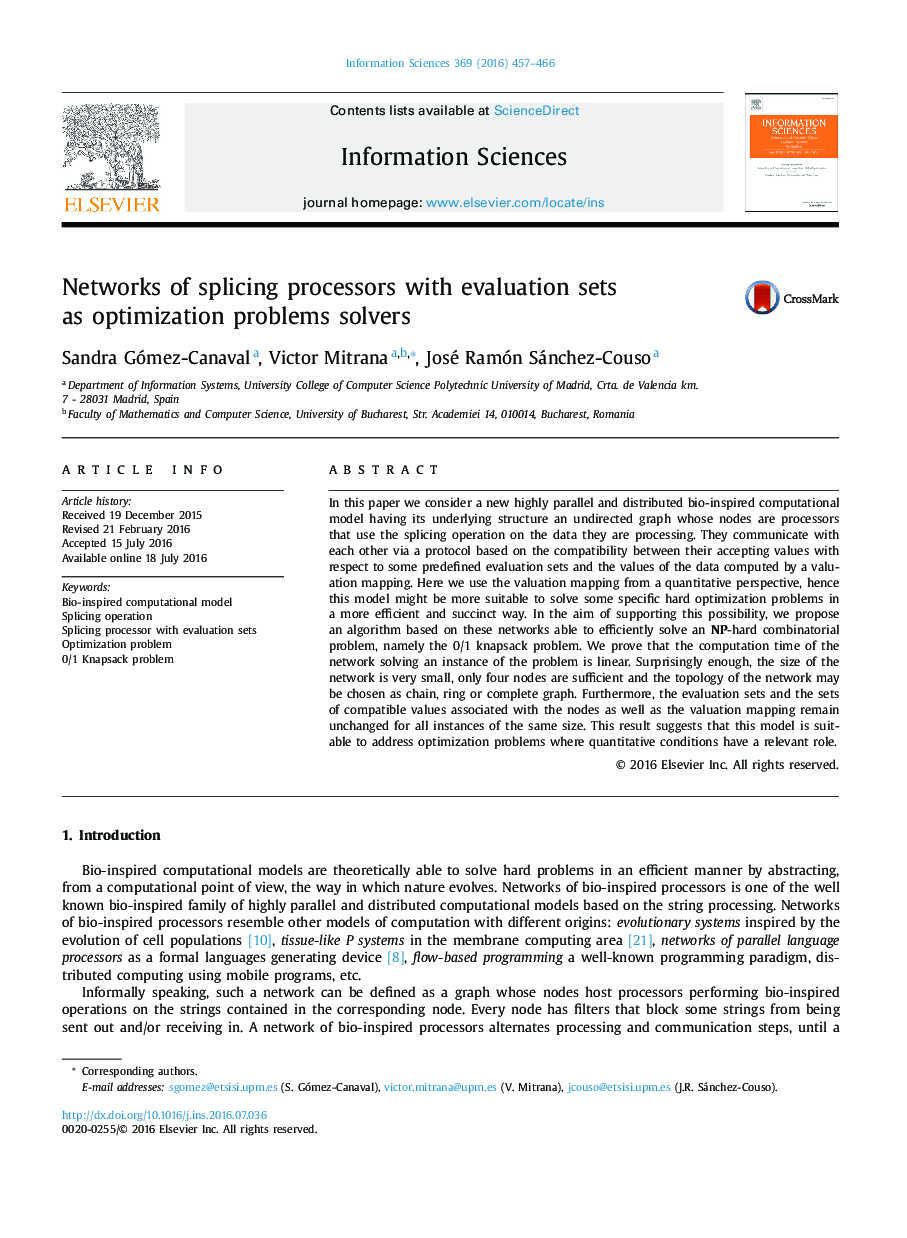 Networks of splicing processors with evaluation sets as optimization problems solvers