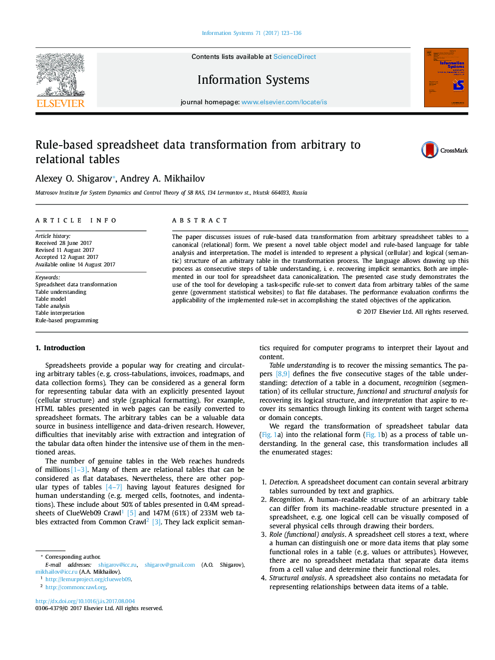 Rule-based spreadsheet data transformation from arbitrary to relational tables