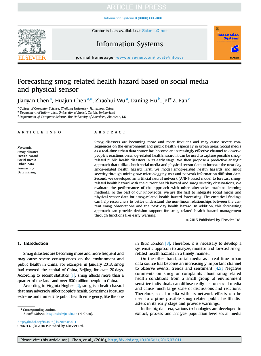 Forecasting smog-related health hazard based on social media and physical sensor