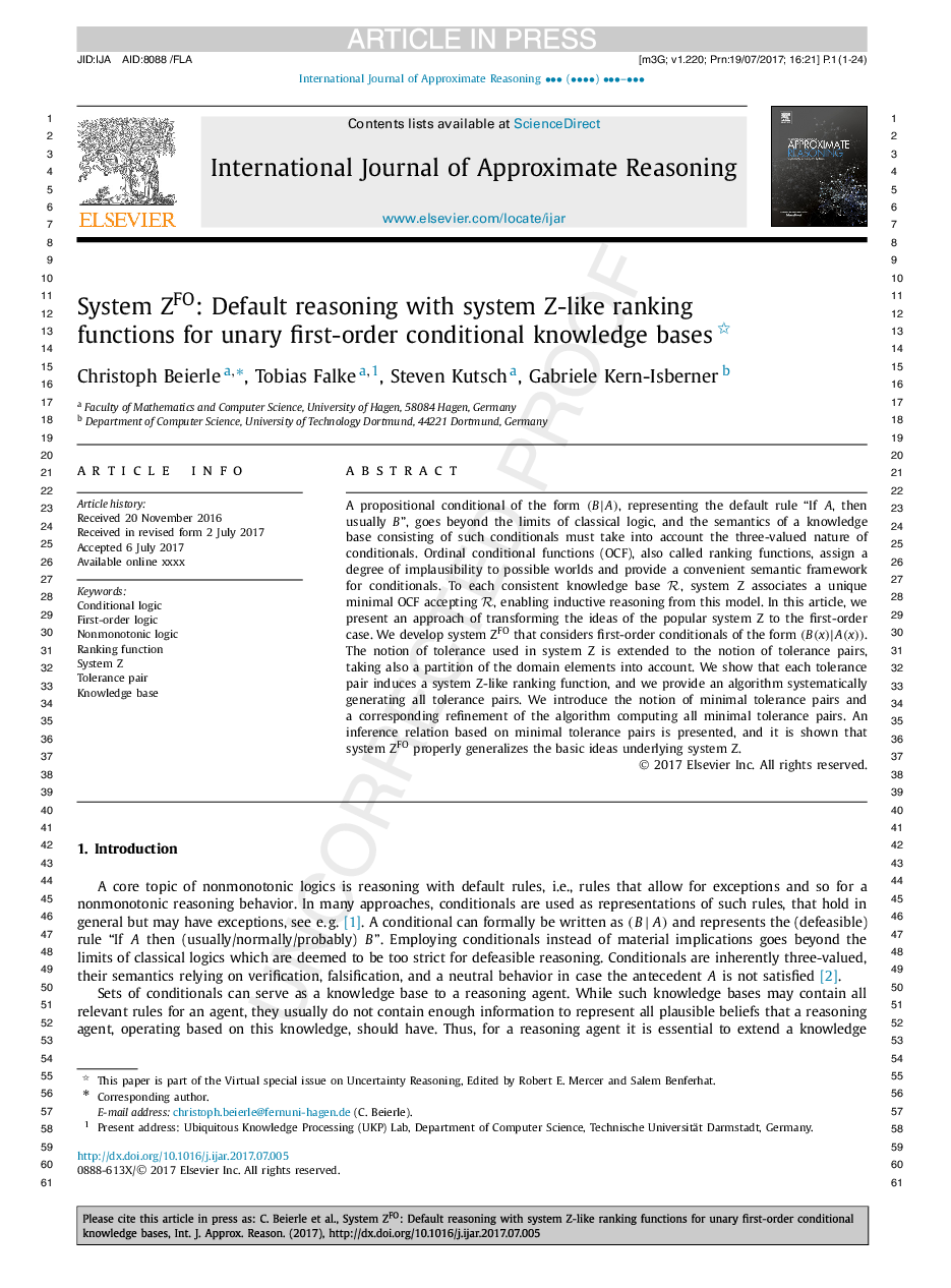 System ZFO: Default reasoning with system Z-like ranking functions for unary first-order conditional knowledge bases