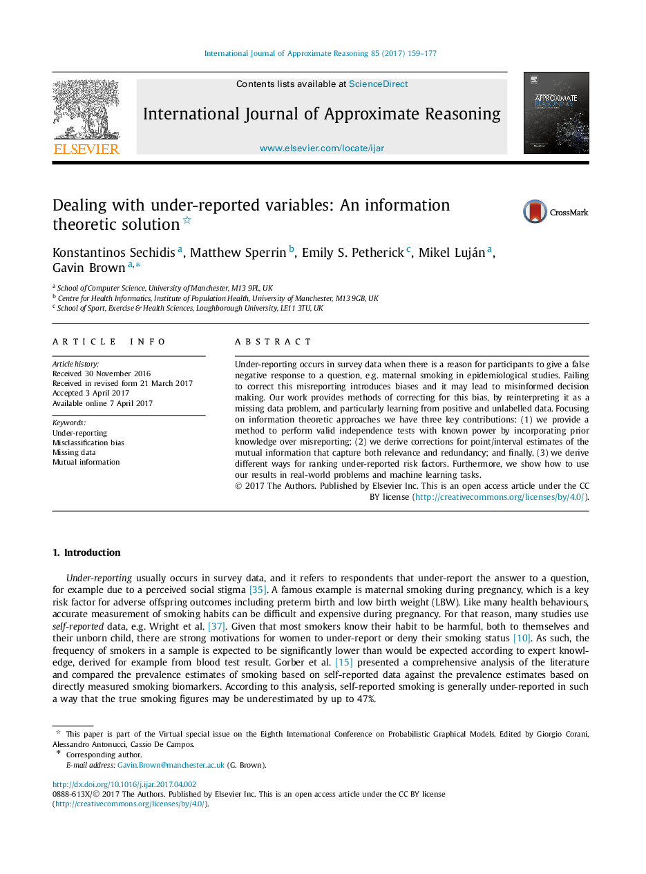 Dealing with under-reported variables: An information theoretic solution