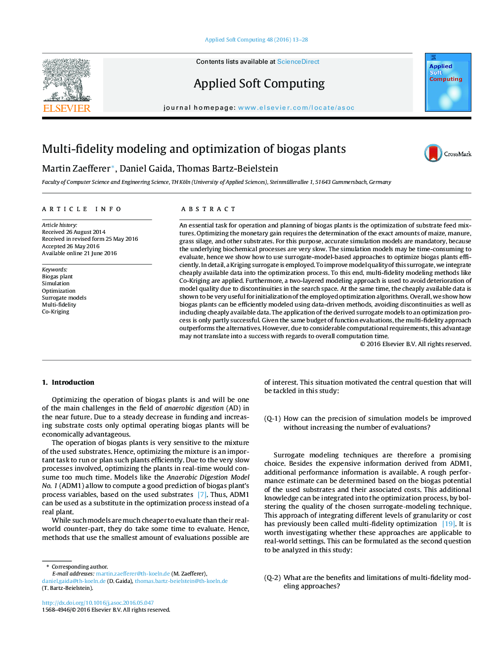 Multi-fidelity modeling and optimization of biogas plants