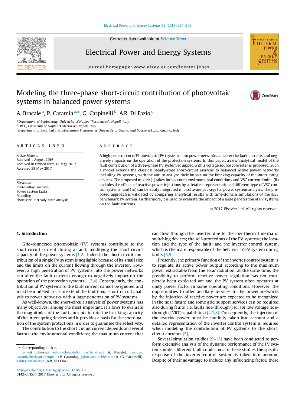 Modeling the three-phase short-circuit contribution of photovoltaic systems in balanced power systems