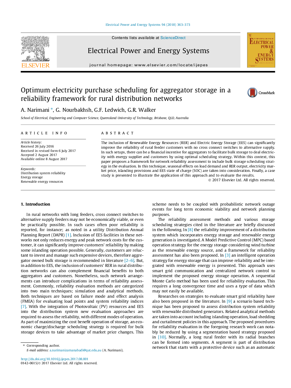 Optimum electricity purchase scheduling for aggregator storage in a reliability framework for rural distribution networks