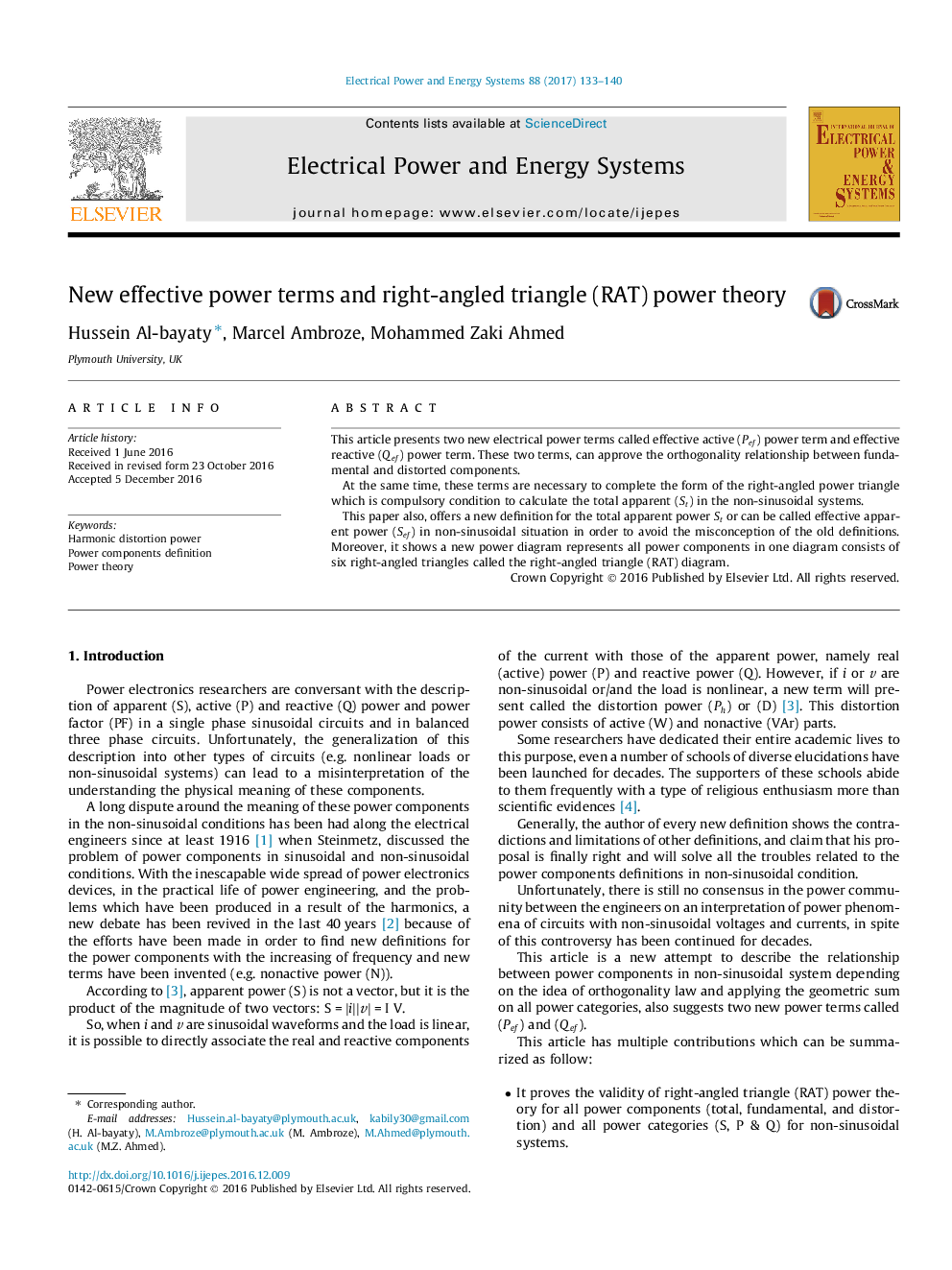 New effective power terms and right-angled triangle (RAT) power theory