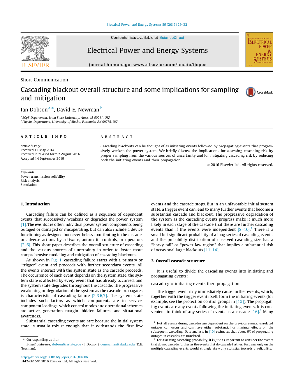 Cascading blackout overall structure and some implications for sampling and mitigation