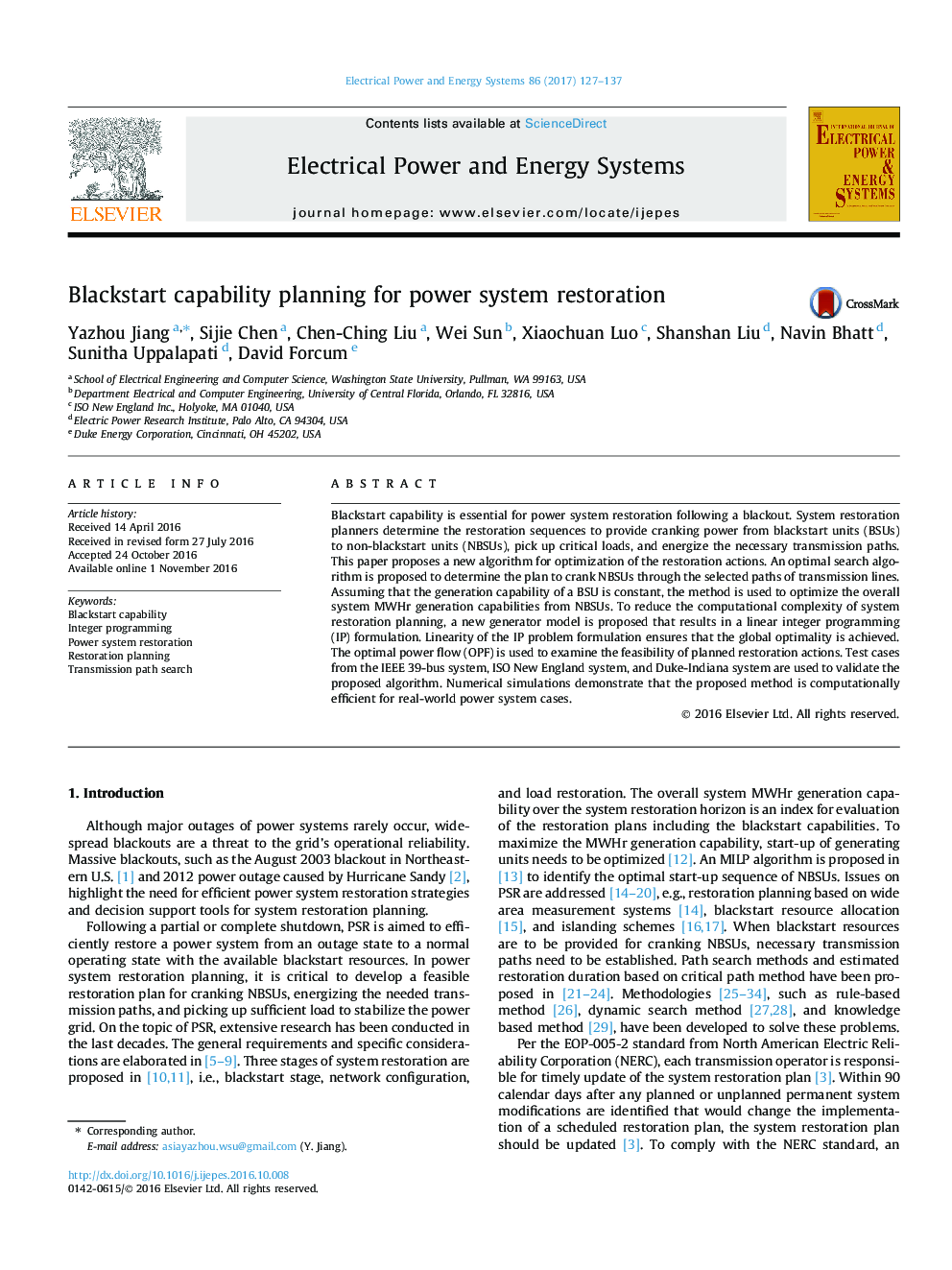 Blackstart capability planning for power system restoration