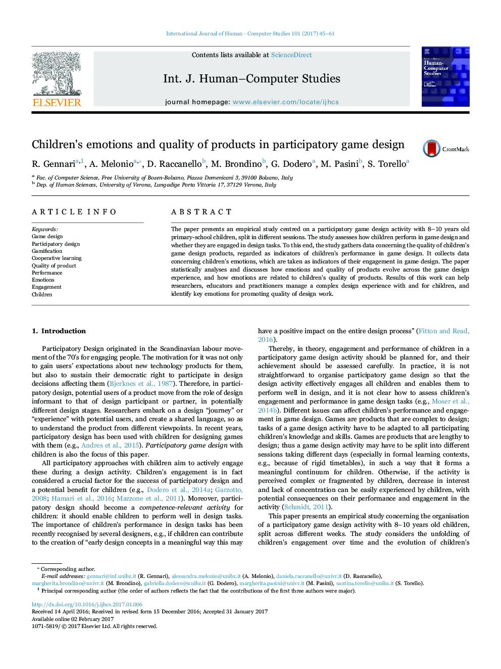 Children's emotions and quality of products in participatory game design